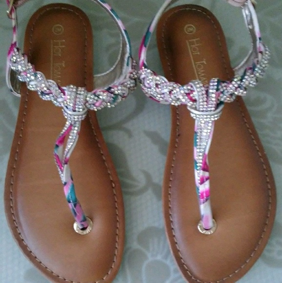 Girls' Multicolored Thong Sparkle Sandals - Picture 2 of 5